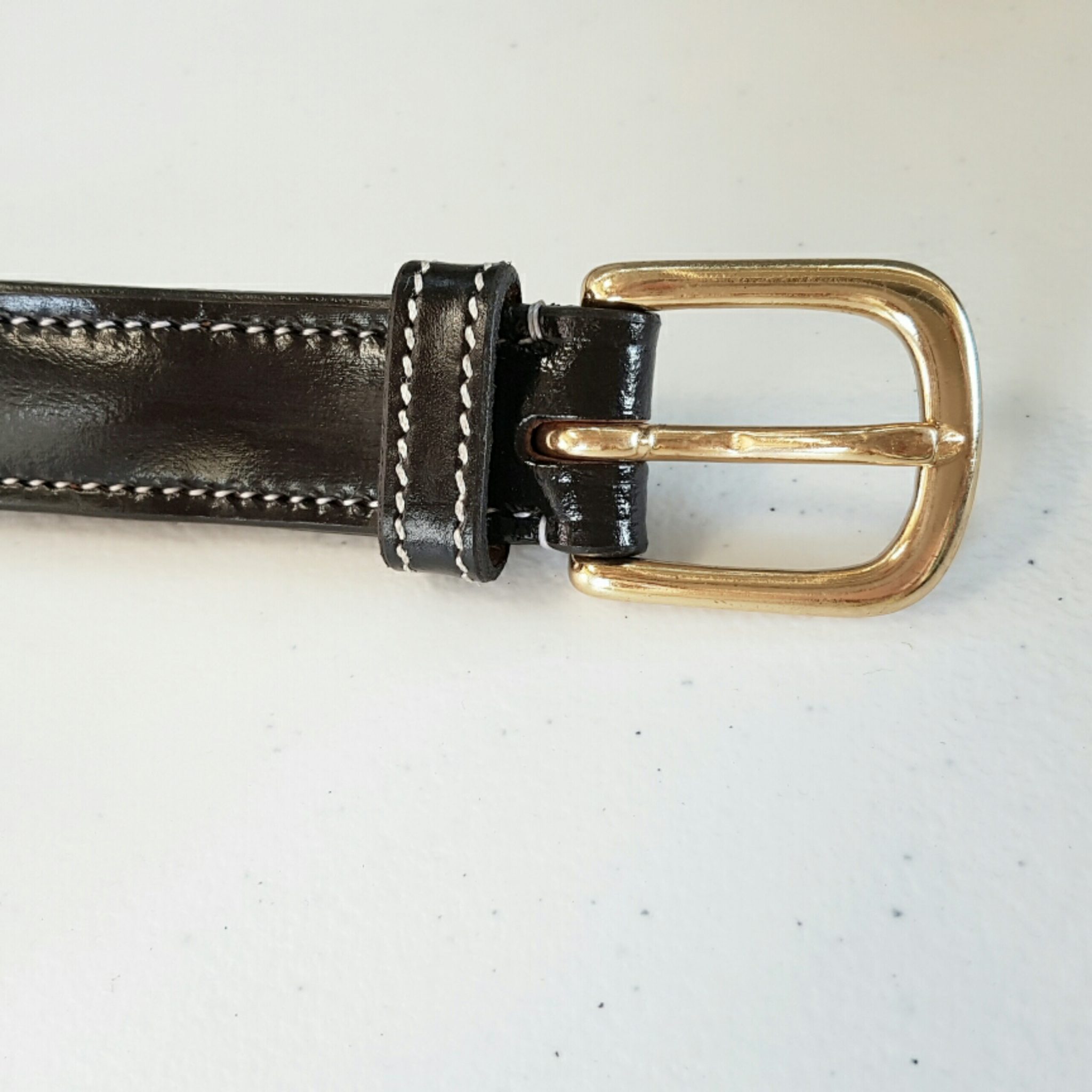 Elastic & Leather Belt with Gold Buckle