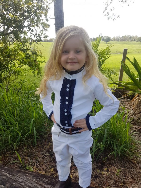 Girls White Long Sleeve Frill Shirt
