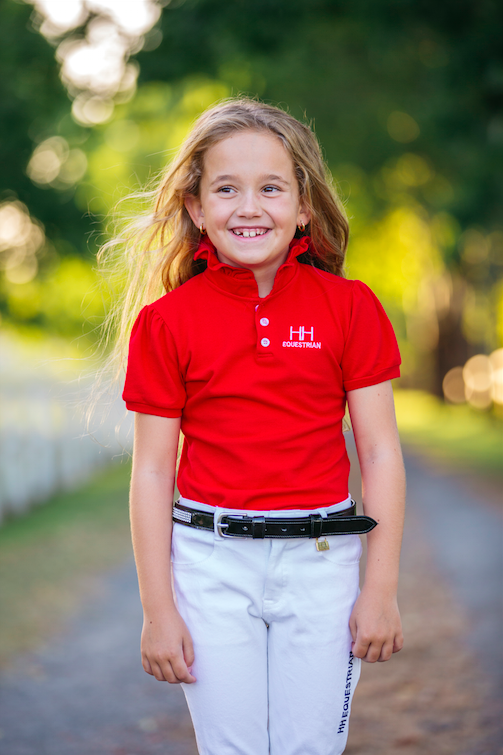 girls red polo shirt