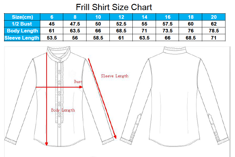 Ladies Long Sleeve Frill Shirt Powder Blue