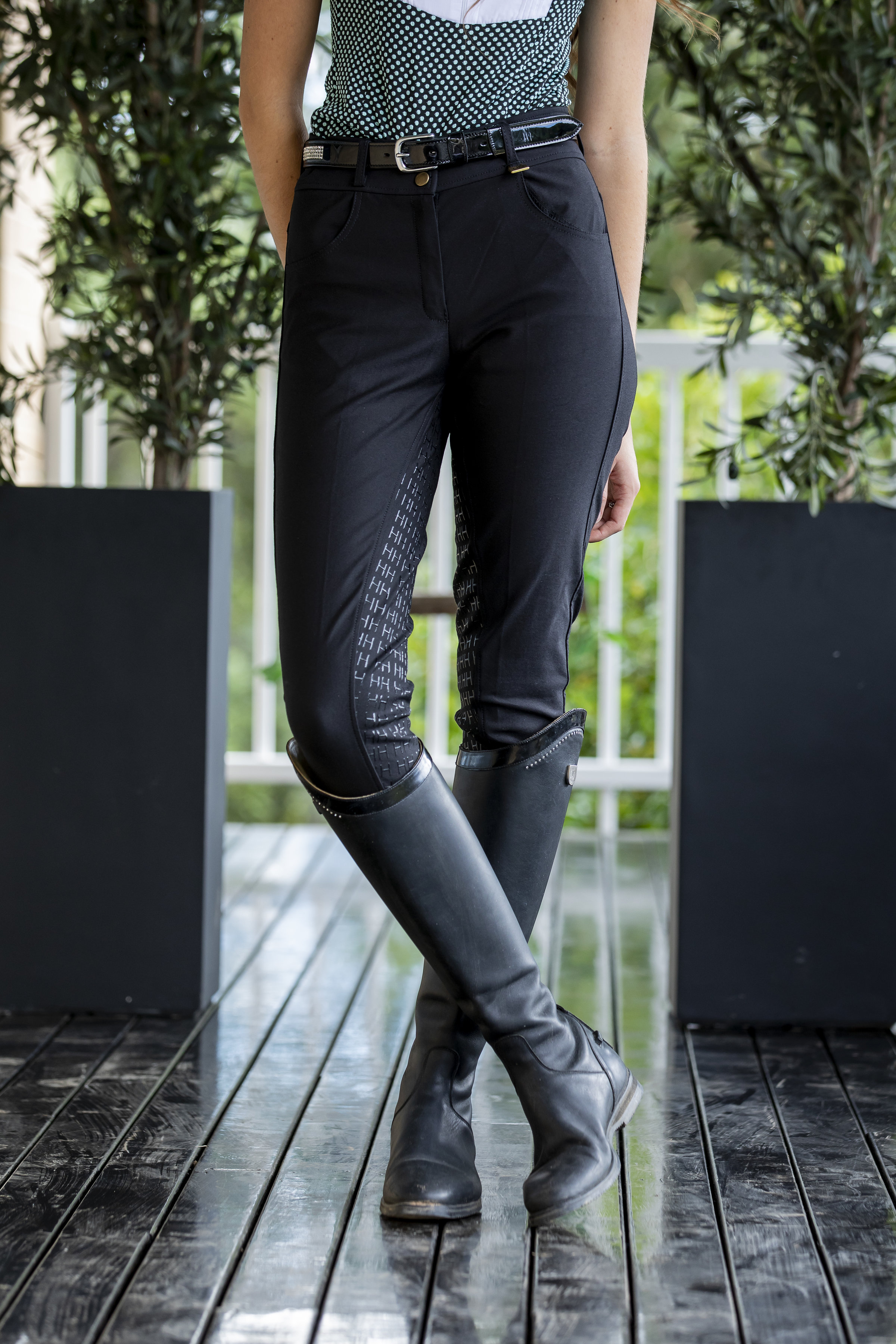 Ladies High Waisted Black Breeches