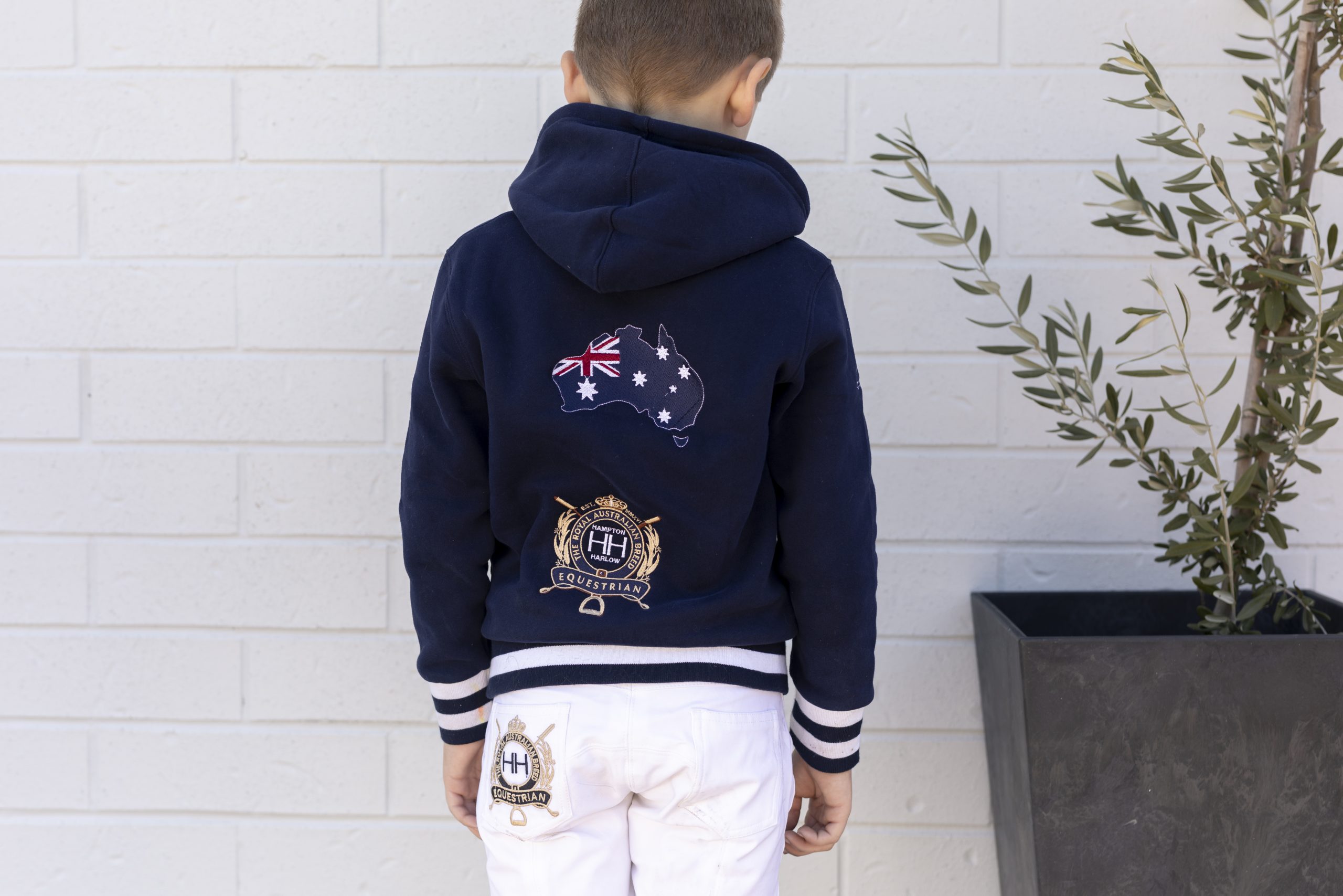 Kids Unisex Navy Hoodie With Embroidery on the back