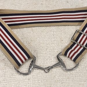 Navy Red & Beige Bit Stretchy Belt