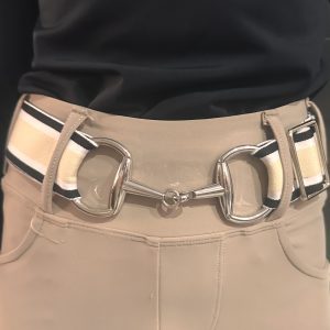 Beige Black & white Bit Stretchy Belt