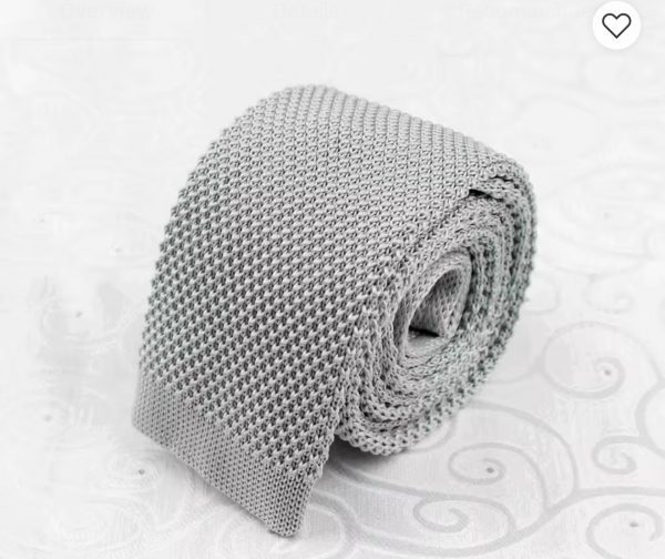 Mens Grey Knit Tie plain