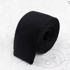 Mens Black Knit Tie plain