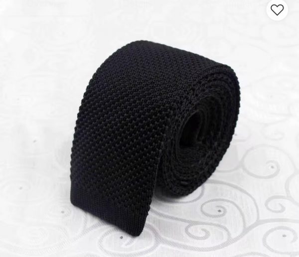 Mens Black Knit Tie plain