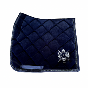 Navy Velvet Crystal Dressage Cut Saddle Pad