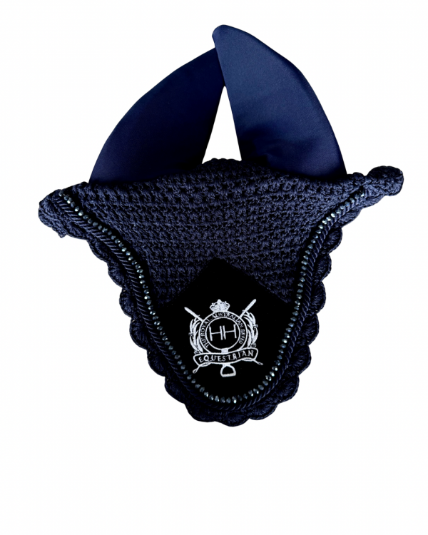 Navy Velvet & Crystal Padded Ear Bonnet