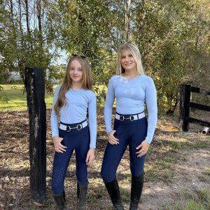 Ladies Light Blue short and long sleeve crew neck shirt