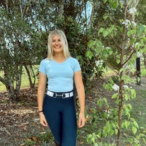 Ladies Light Blue Short Sleeve crew neck shirt