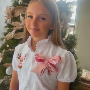 Ladies Bambi Christmas Polo Shirt White