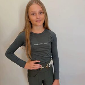 Ladies Dark Green Long Sleeve Crew Neck Top