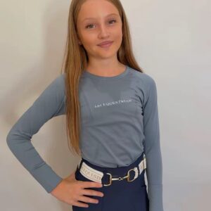 Ladies Petrol Blue Long Sleeve Crew Neck Top
