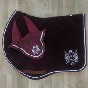 Maroon Jump Cut Saddle Pad & Bonnet set