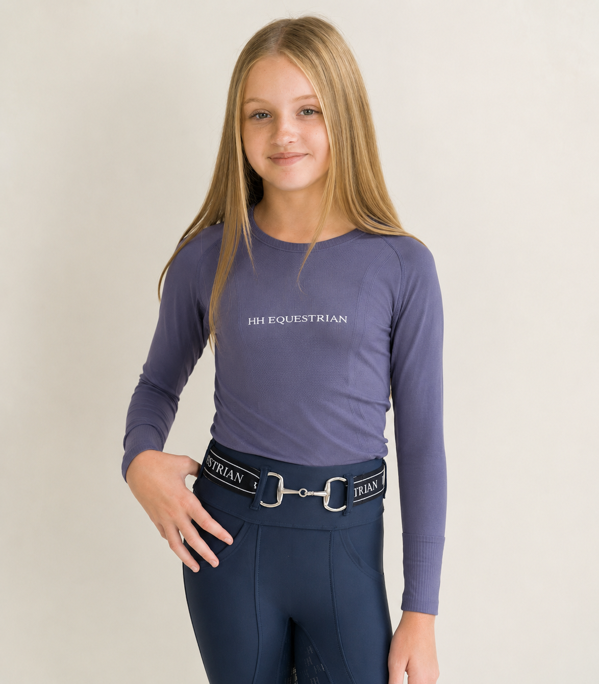 Ladies & Kids Purple Long Sleeve Crew Neck Top