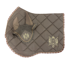 Golden olive Jump Cut Saddle Pad & Bonnet set