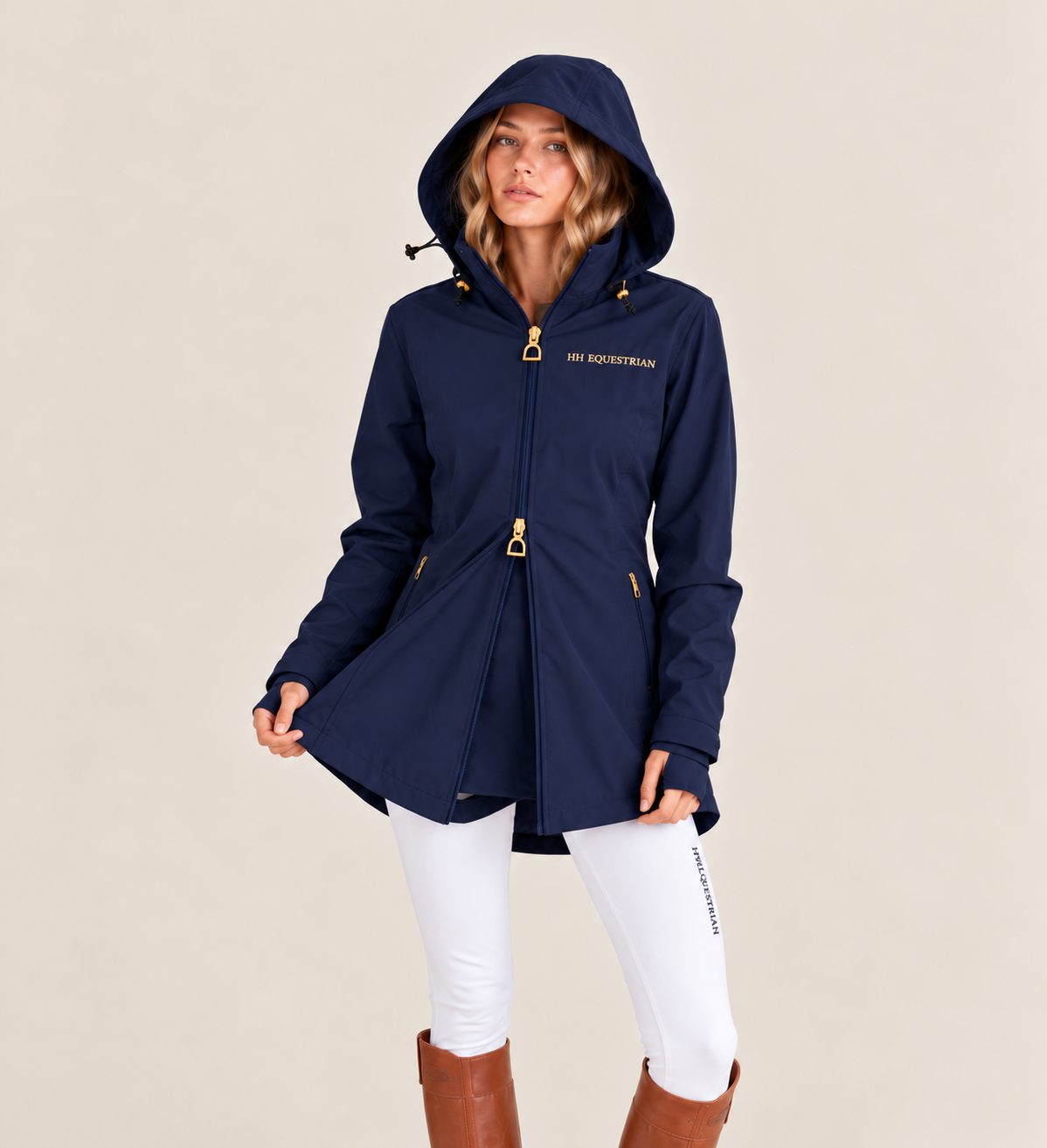 HH Equestrian Signature Waterproof Rain Jacket – Navy & Gold | PRE-ORDER - Image 2